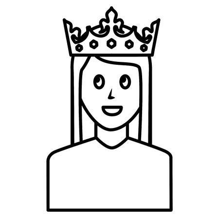 young woman with crown avatar character vector illustration designのイラスト素材