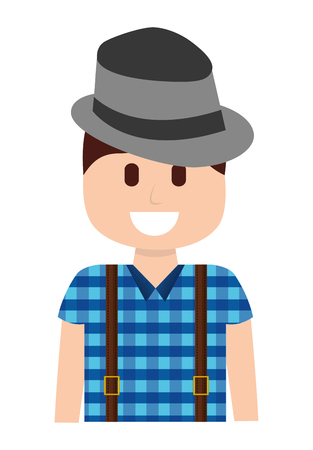man with hat hipster style vector illustration designのイラスト素材