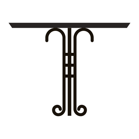 Vintage table iron wooden furniture vector illustrationのイラスト素材