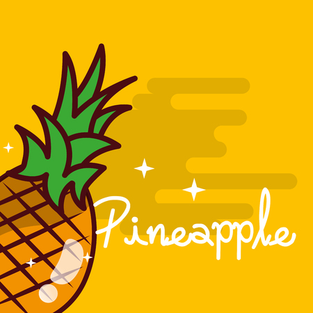 Pineapple fruit delicious shiny poster vector illustrationのイラスト素材