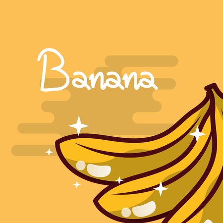 Banana fruit delicious shiny poster vector illustrationのイラスト素材
