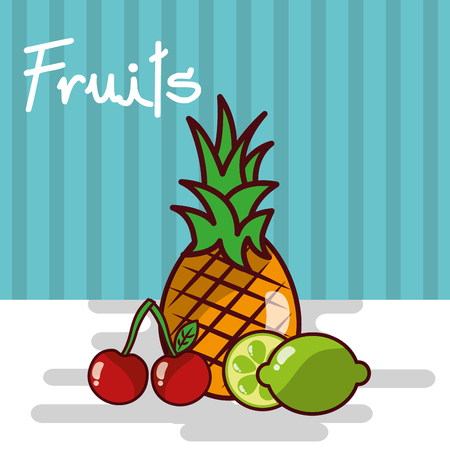 Fresh fruits vector illustrationのイラスト素材