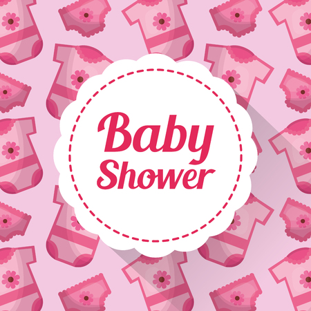 Baby shower card pink clothes background invitation poster celebration vector illustrationのイラスト素材