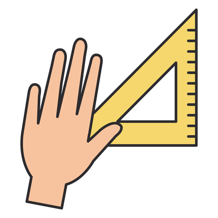 hand with rule school supply icon vector illustration designの写真素材