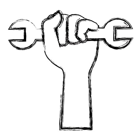 hand with wrench tool isolated icon vector illustration designのイラスト素材