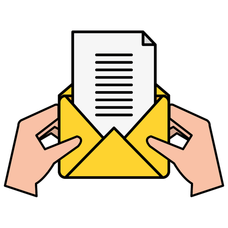 hands with envelope mail vector illustration designのイラスト素材