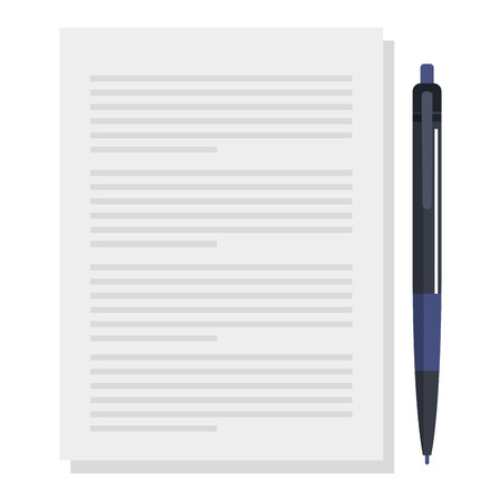 paper document with pen vector illustration designのイラスト素材