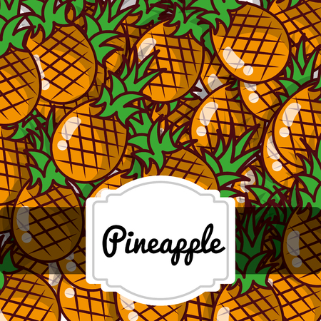 Delicious pineapple fresh fruit label pattern vector illustrationのイラスト素材