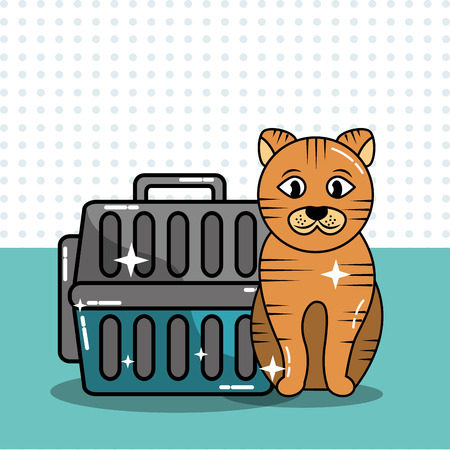Pet cat transport carrying case travel vector illustrationのイラスト素材