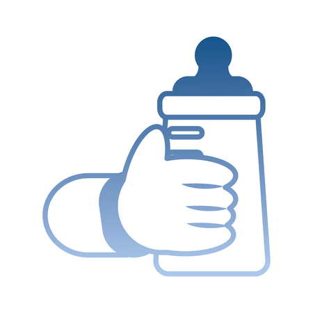 hand baby holding bottle milk vector illustration degraded colorのイラスト素材