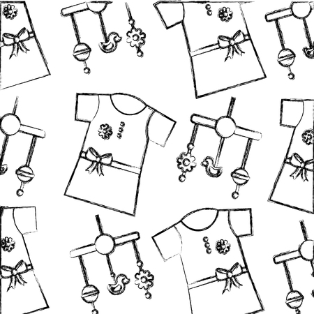 background baby shower boy clothes and footprints vector illustration sketchのイラスト素材