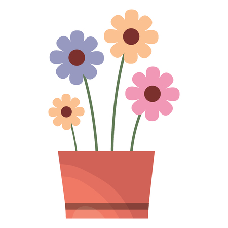 potted flowers interior decoration ornament vector illustrationのイラスト素材