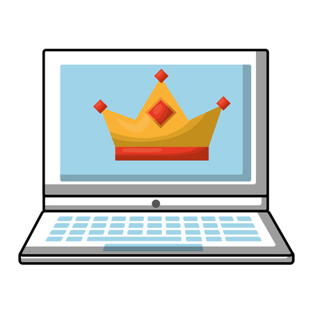 laptop with crown royalty on screen vector illustrationのイラスト素材