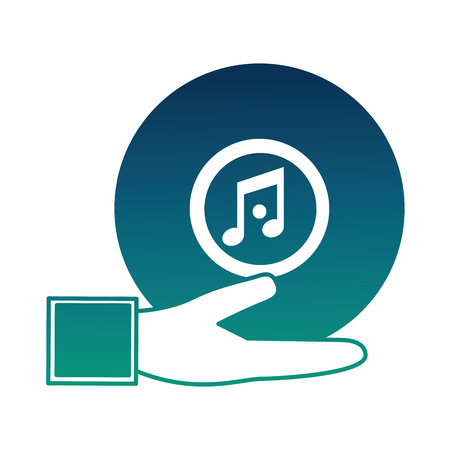 hand holding vintage vinyl music vector illustration  degraded colorのイラスト素材