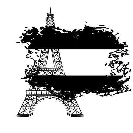 french tower eiffel on flag france grunge image vector illustrationのイラスト素材