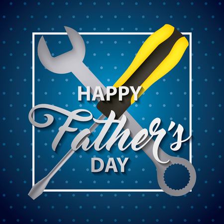 happy fathers day stripes background screwdriver key tools vector illustrationのイラスト素材
