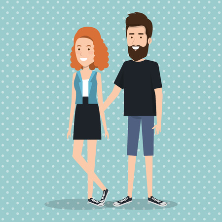Young couple avatars characters vector illustration design.のイラスト素材