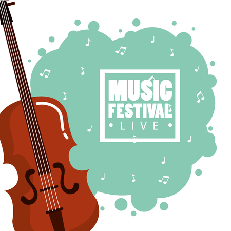music festival live with violin vector illustration designのイラスト素材