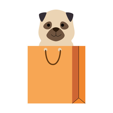 A cute dog in shopping bag vector illustration designのイラスト素材
