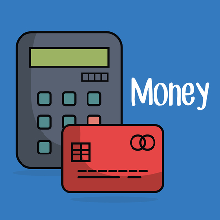 A money credit card and calculator vector illustration designのイラスト素材