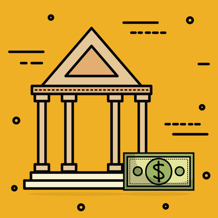 A save money bill and bank building vector illustration designのイラスト素材