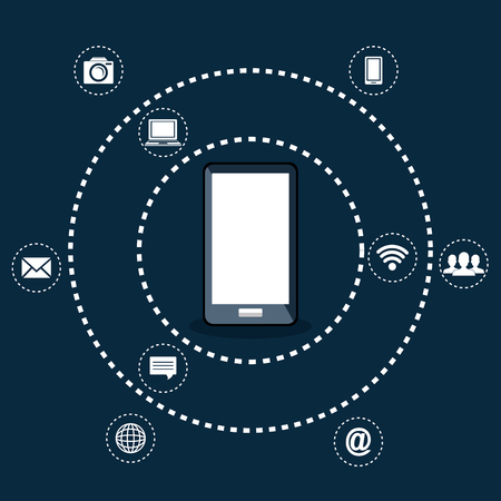 smartphone with social network icons vector illustration designのイラスト素材