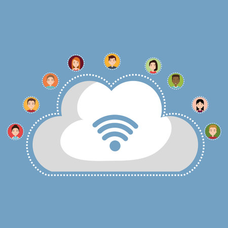 cloud computing with wifi internet connection vector illustration designのイラスト素材