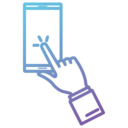 Hand with smartphone device isolated icon vector illustration design.のイラスト素材