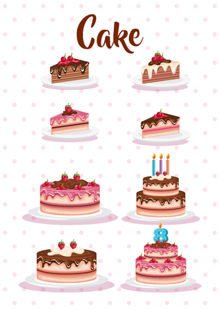 set cake portions icons vector illustration designのイラスト素材