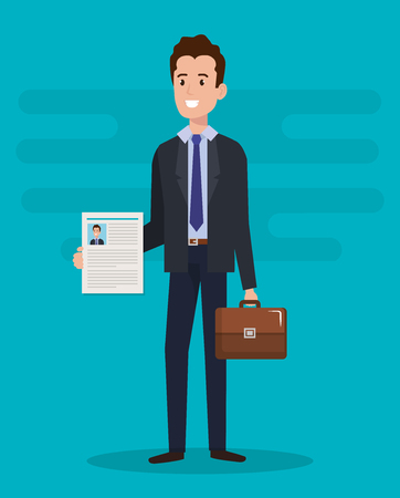 man with curriculum vitae character vector illustration designのイラスト素材