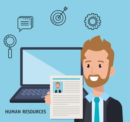 businessman with human resources set icons vector illustration designのイラスト素材