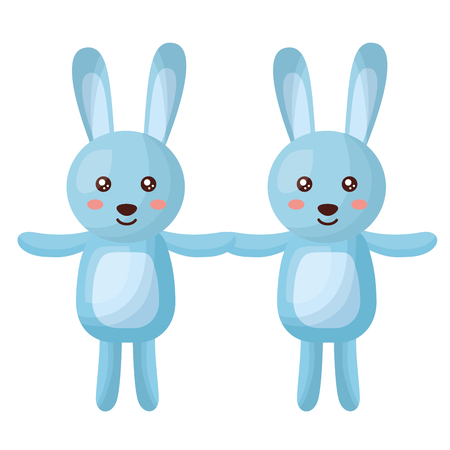 cute rabbits couple characters icon vector illustration designのイラスト素材
