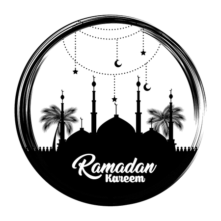 Ramadan kareem card with temple building vector illustration design.