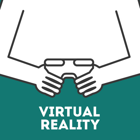 virtual reality hand with glasses technology poster vector illustrationのイラスト素材