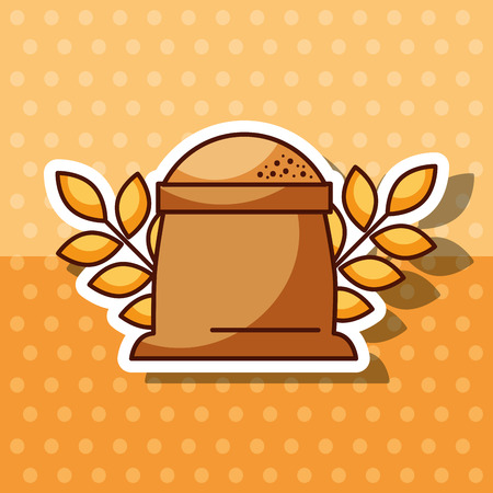 bakery products sack of flour ingredient wheat ears vector illustrationのイラスト素材