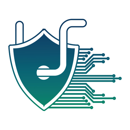 cyber security shield protection worm virus circuit technology hacking vector illustrationのイラスト素材