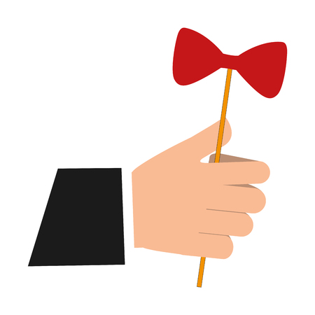 hand with bow in stick icon vector illustration designのイラスト素材