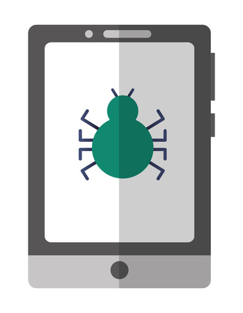 Illustration pour smartphone with bug virus icon vector illustration design - image libre de droit