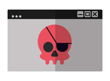 template window with pirate skull virus vector illustration designのイラスト素材