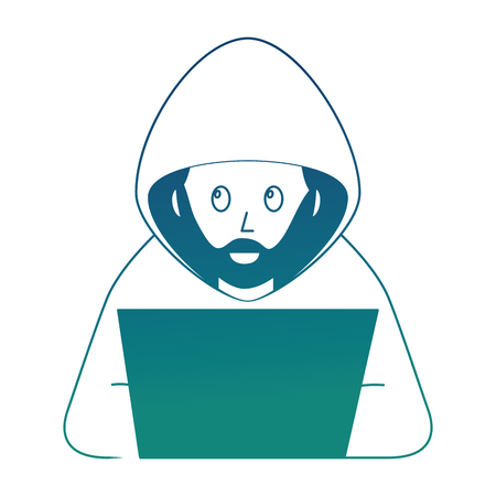 hacker with laptop character vector illustration designのイラスト素材