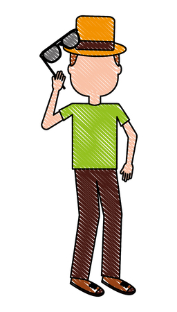 man with hat and glasses icon vector illustration designのイラスト素材