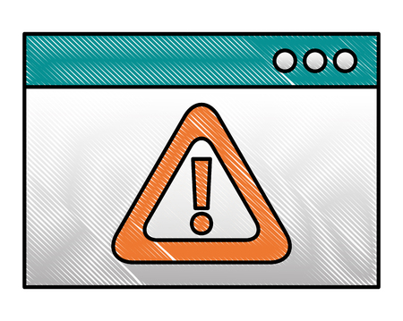 cyber security website warning attack sign vector illustration drawingのイラスト素材