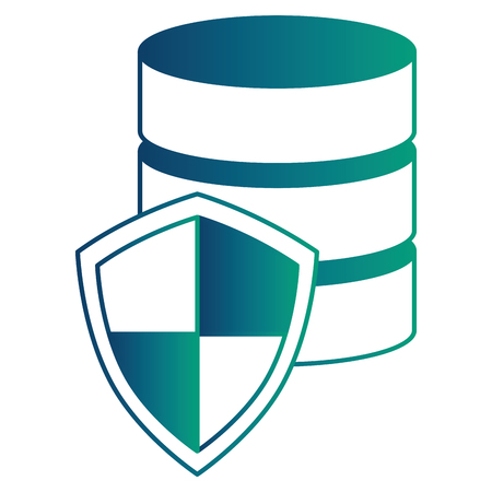 data center technology shield protection hosting netwotk secure vector illustration degraded colorのイラスト素材