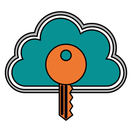 cloud storage key access cyber security vector illustrationのイラスト素材