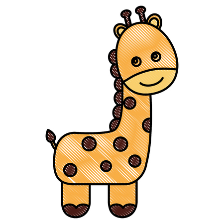 cute baby giraffe animal image vector illustration drawingのイラスト素材
