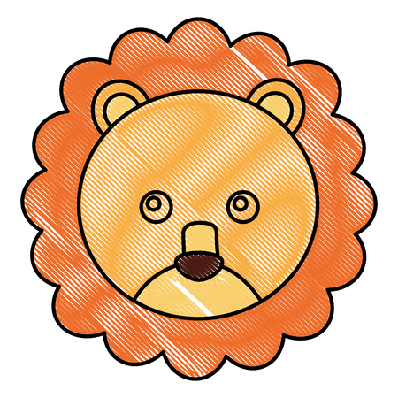 cute head baby lion animal toy vector illustration drawingのイラスト素材