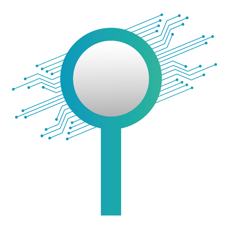 search magnifying glass with circuit vector illustration designのイラスト素材