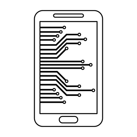 cyber security smartphone device technology digital vector illustration outlineのイラスト素材