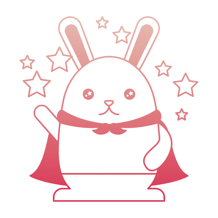 cute bunny with cape and stars vector illustration degraded colorのイラスト素材