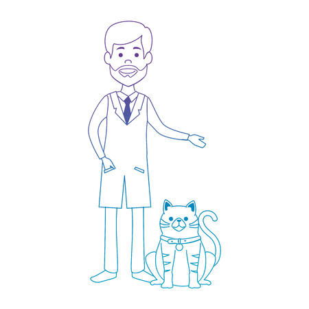 veterinary doctor with cat avatar character vector illustration designのイラスト素材